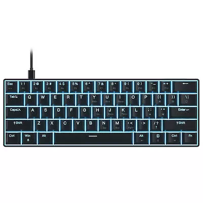 OUTEMU 61K Red Switch Wired Mechanical Keyboard Backlit USB Hot Swap LED Backlit • $47.18