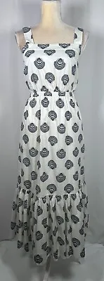 J. Crew Dress Maxi A-Line 0 Spaghetti 100% Cotton Shells White Nautical Pockets • $31.99