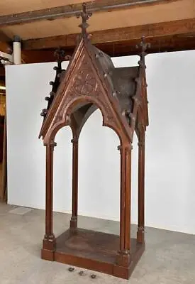 ARRIVES JULY 2024: 11 Foot Tall Antique Gothic Revival Church Baldachin/Canopy • $5750