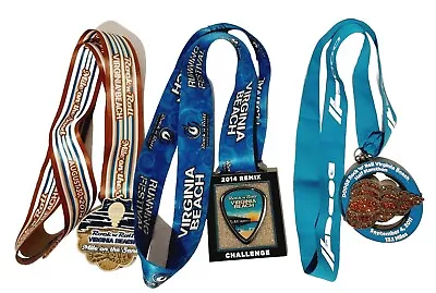 Lot Of 3 Marathon Finisher Medals 20014 2014 & Remix Virginia Beach Rock N Roll • $19.49