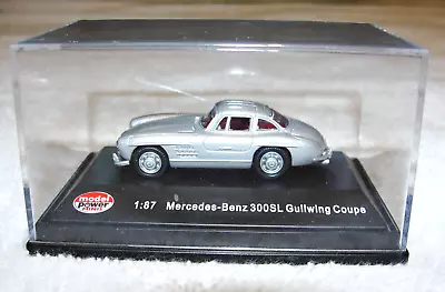 Mercedes-Benz 300SL Gullwing Coupe - Silver  (HO Scale 1/87 Model Power Minis) • $7.95