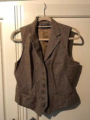 Waistcoat Brown Check Cotton Sz M 38  Chest 24  L American Living Lined • £4