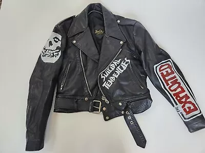 Vintage Punk Rock Leather Jacket Misfits Dickies The Exploited Suicidal... • $450