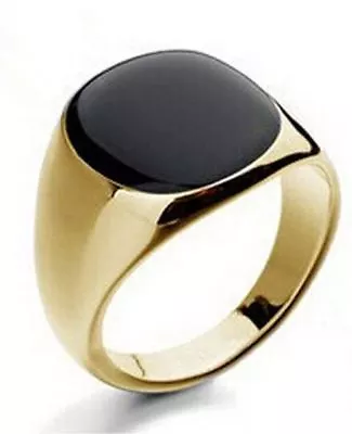 18k Gold Ep Black Oval Cut Mens Dress Ring Size 7-12 You Choose • $13.51