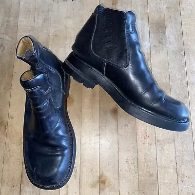 VTG Frye Men's 8.5 M Captain Chelsea Boots Black Leather Chukka 87055 Slip On • $24.99