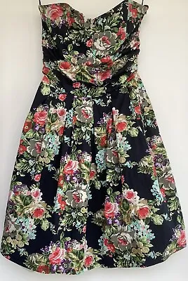 Women’s Size 8 Strapless Floral Retro Layered 50’s Style Rock & Roll Dress • $5