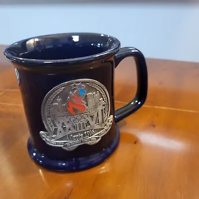 Vintage Blue Atlanta 1996 Centennial Olympic Games Pewter Emblem Cup Mug Coffee • $8