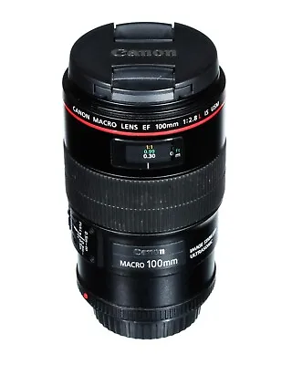 Immaculate Optics! | Canon EF 100mm F/2.8L Macro IS USM Lens | W/ Hood & Pouch • £467.38