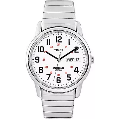 Timex T2N091 Men's Easy Reader X- Long Expansion Band Watch Indiglo Date • $42