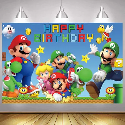 Super Mario Kart Backdrop Kids Happy Birthday Party Photo Background Banner • $45.80