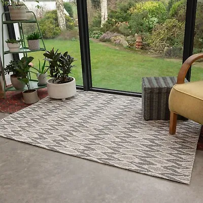 100% Recycled Cotton Living Room Rug Chevron Modern Textured Hallway Runner Mats • £50.95