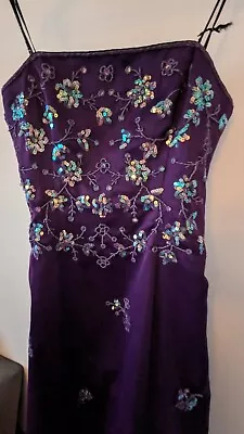 Morgan & Co Linda Bernell Strapless Iridescent Sequin Purple Prom Dress Quince • $20