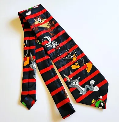 Looney Tunes Mania Men's Novelty Neck Tie Warner Bros. 1995 Bugs Bunny Daffy Taz • $5.95