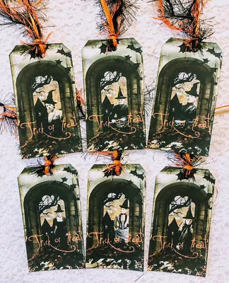 (6) Halloween Gothic Vintage Witches Tags~Gift Hang Tags~Parties~Scrapbooks~500R • $4.59