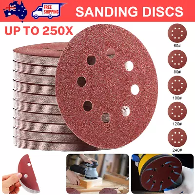 $22.95 • Buy 250PCS Sanding Discs 60-240 Grit Pads 125mm Hook&Loop 8 Hole Orbital Sandpaper