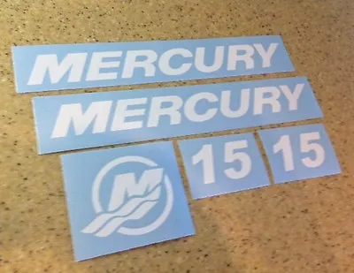 Mercury Vintage Outboard Motor 15 HP Decal Kit FREE SHIP + FREE Fish Decal! • $14