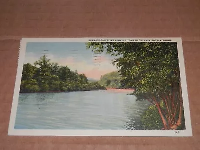 Chimney Rock Virginia - 1941 Postcard - Shenandoah River Toward Chimney Rock • $5