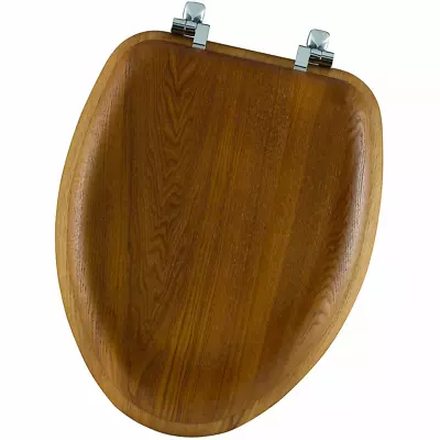 Mayfair 19601CP Toilet Seat With Chrome Hinges Elongated Natural Oak • $46.30