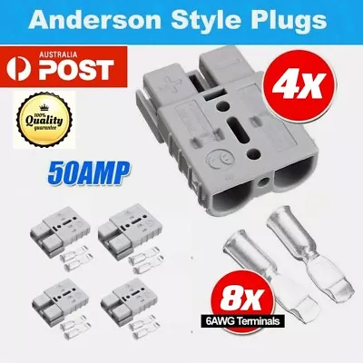 $7.59 • Buy 4x Anderson Plug Anderson Style Plugs Connectors 50AMP 6AWG 12-24V DC Power Tool