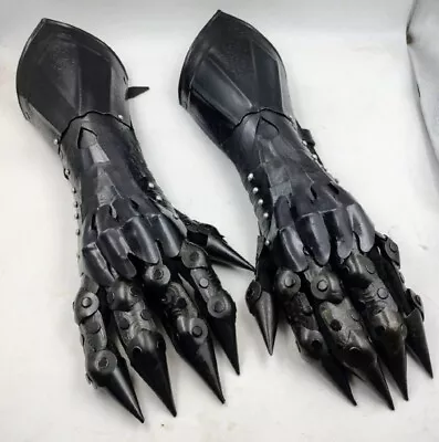 Medieval Black Gauntlet Accents Knight Crusader Armour Steel Gloves Larp Costume • $97.99