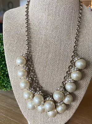 LAST CALL! J Crew Pearl Pave Crystal Dangle Statement Bauble Necklace • $14