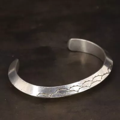 VTG Sterling Silver - NAVAJO Stamped Carinated 6.5  Heavy Cuff Bracelet - 48g • $40.59