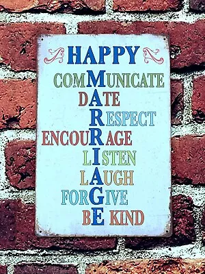 Happy Marriage Metal Vintage Retro Home Anniversary Gift Sign Large 12 X 8  • £5.74