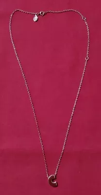 Vintage AVON Letter C Pendant Silvertone Necklace 17   Adjustable  • $19.99