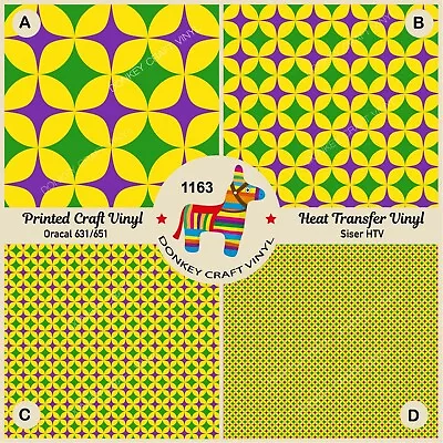 Mardi Gras Patterned HTV Iron On Printed Cricut Adhesive Vinyl 1163 • $2.30