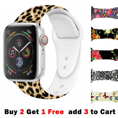 $8.99 • Buy Printed Pattern Silicone Band For Apple Watch Series 8 7 6 5 4 3 SE Sports 41 45