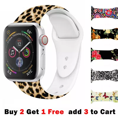 Printed Pattern Silicone Band For Apple Watch Series 9 8 7 6 5 4 SE Sports 41 45 • $9.50