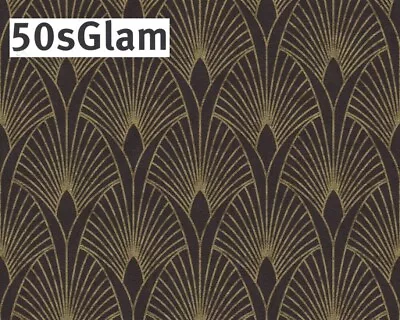 £21.99 • Buy Living Walls 50's Glam Art Deco Wallpaper 374273-60072 Black/Gold