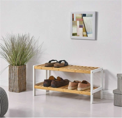 $45.99 • Buy 2 -3-4 Tier Natural Solid Wooden Shoe Rack Cabinet Storage Organiser Stand Shelf