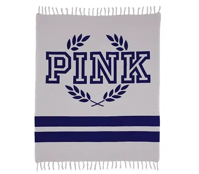 $26.50 • Buy Victoria's Secret PINK Fringe Throw Blanket Clay Grey
