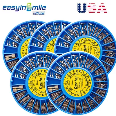 5pks Easyinsmile Dental Screw Posts Metal Gold Plated Kits Endo Posts Full Kits • $111.99