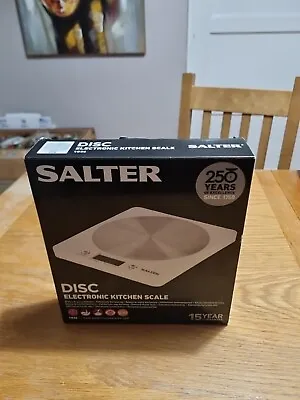 Salter Digital Kitchen Scale 5kg Capacity Slim Stainless Steel Disc Design White • £16.99