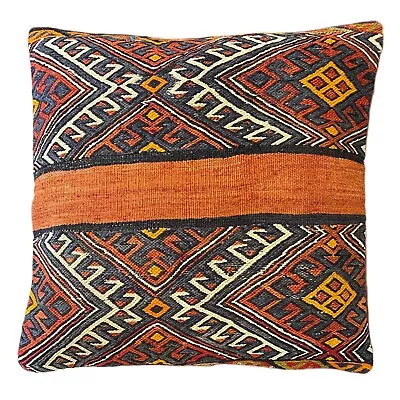 Handmade Exquisite Turkish Vintage Kilim Pillow Cover 18x18 (INV8017) • $47.12