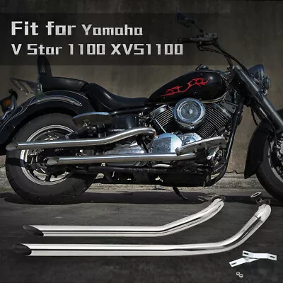 $193.88 • Buy Shortshots Staggered Polish Exhaust Pipes System V Star Dragstar 1100 XVS1100