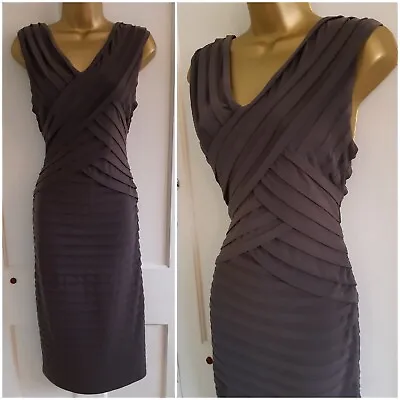 Mint Velvet Brown Grey Bodycon Bandage Party Wiggle Dress Size 14 • $27.37