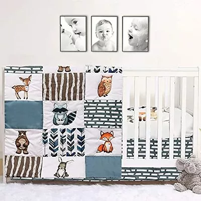 3piece Woodland Forest Animals Crib Bedding Set Crib Bedding Sets For Boys Navy  • $39.95