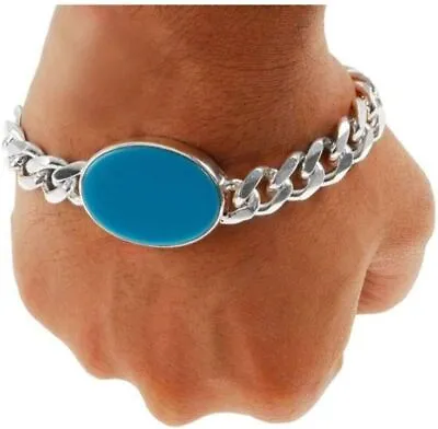 Salman Khan Bracelet For Men Steel Silver Bracelet Lucky Stone Bracelet • £8.94