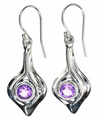 Hagit Gorali Amethyst Gemstone Sterling Silver Dangle Earrings • $83