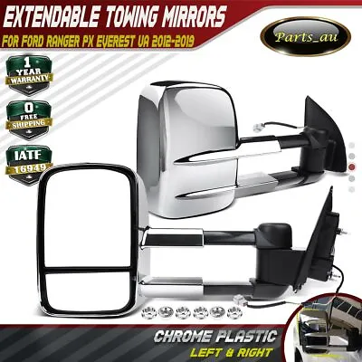 2x Chrome Extendable Towing Mirrors For Ford Ranger PX Everest UA 2012-2019 • $350.14