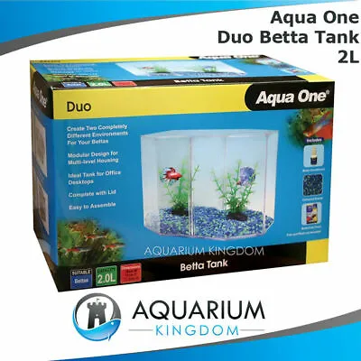 Aqua One Duo Betta Tank - Fighting Fish Hexagonal Aquarium Start Up Kit Unit 2L • $29.90
