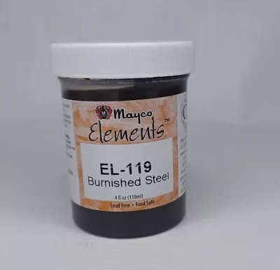 Mayco Elements Ceramic Glaze EL-119 Burnished Steel USED 4 Oz Jar • $19.99