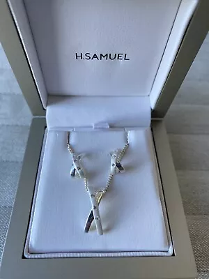 H Samuel Silver 925 & CZ Kiss Pendant & Earring Set • £19.95