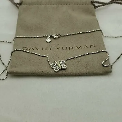 David Yurman Sterling Silver And 18k Butterfly Pendant Necklace 14in Chain • $179
