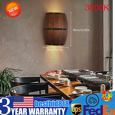 Wall Lamp Wood Barrel Wine Wall Lights Fixtures Sconce Up Down Lighting 3000K • $42