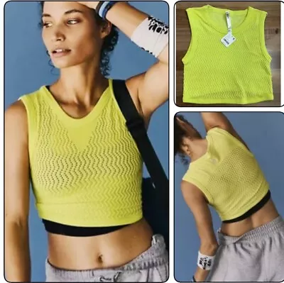 NWT $40 Free People Free Throw Textured Neon Yellow Muscle Tank S • $19.99