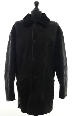 Vittorio Forti Men's Leather Jacket 56 Black Padded Single Row Real Fur • $159.25